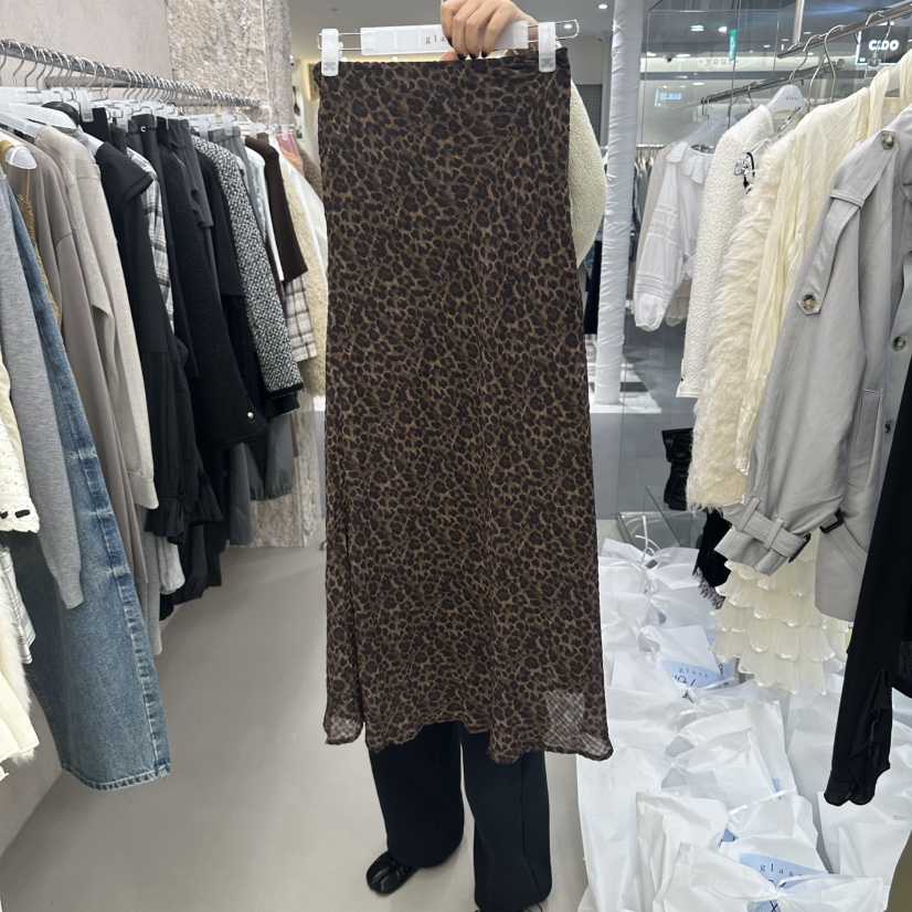 GLASS韓國直郵女士新款時尚推薦真品休閑熱賣人氣長裙豹紋GLASS長裙