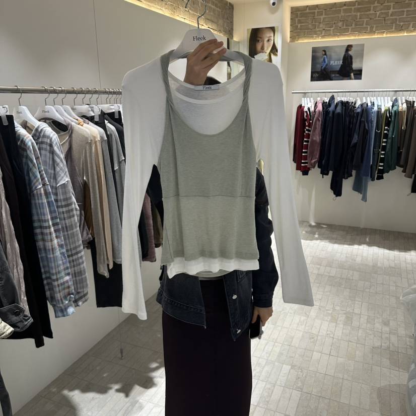 FLEEK韓國直郵女裝新品人氣推薦休閑真品時尚長袖T恤扭曲Fleek長袖T恤