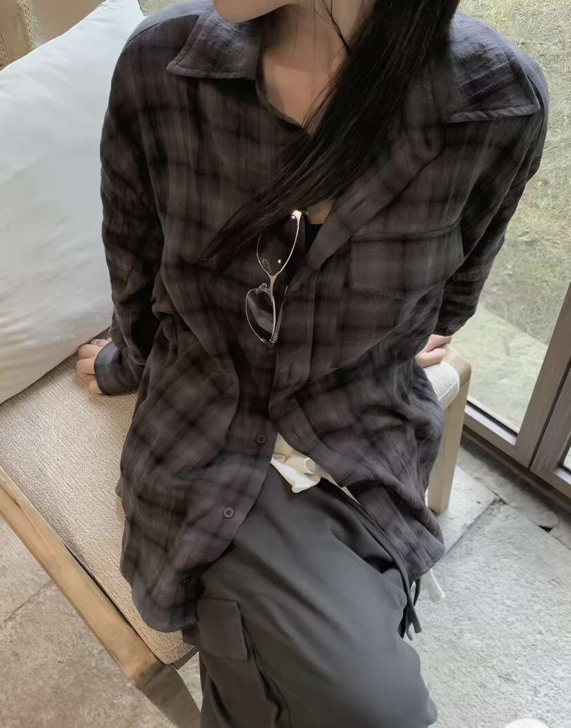 T STOR-티스토리-OT東大門直郵女士新款人氣襯衫蕾絲衫格子T STOR-2件起襯衫/蕾絲衫