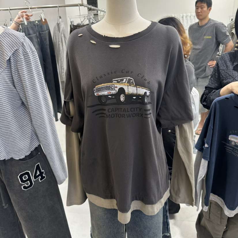 ANDE東大門代購女士新品真品人氣時尚休閑長袖T恤復古經典ANDE長袖T恤