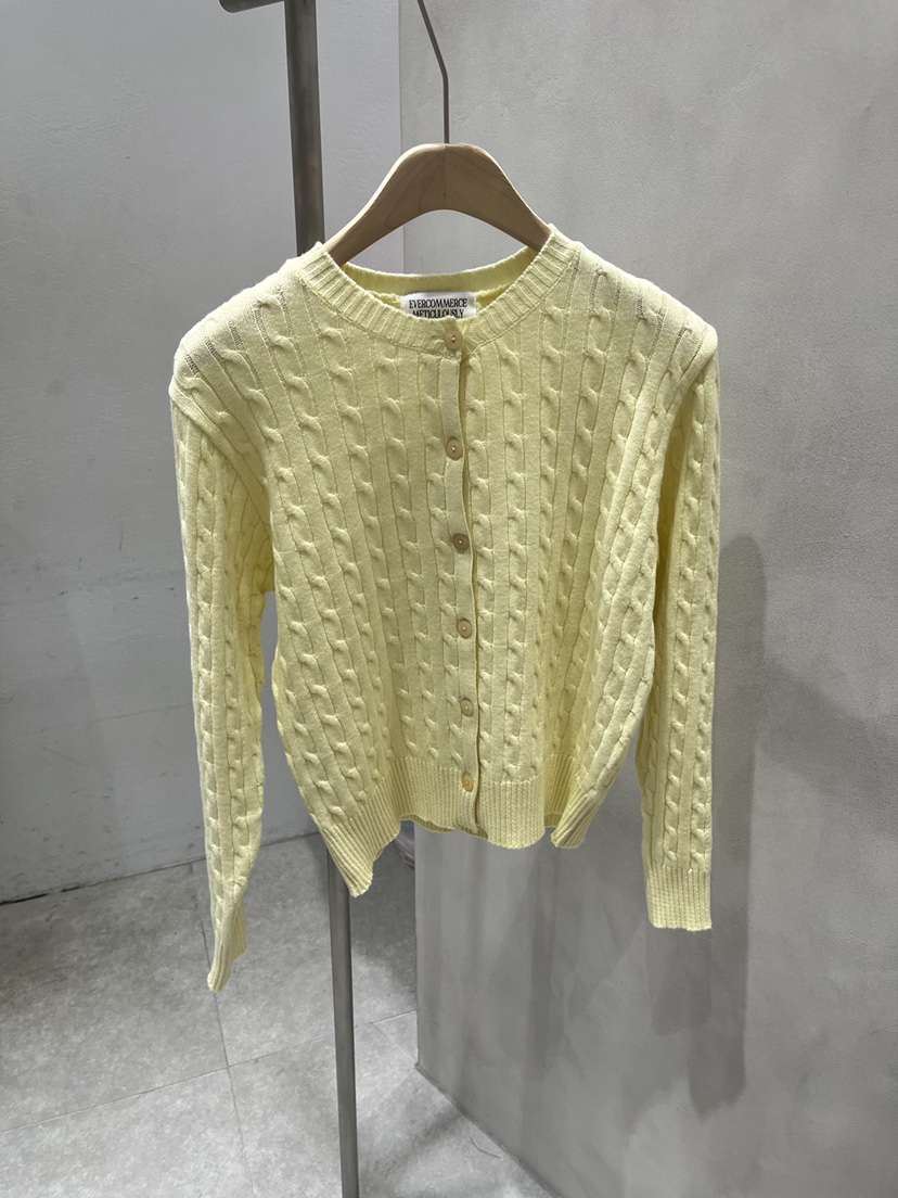 EVERCOMMERCE METICULOUSLY DESIGNED韓國代購女裝新款休閑針織衫麻花針織棉質開衫EVERCOMMERCE METICULOUSLY DESIGNED針織衫