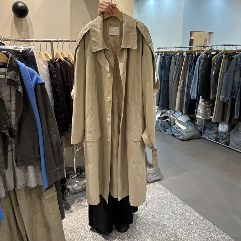 SOF韓國代購女裝新款推薦人氣時尚熱賣真品休閑長款風衣SOF長款風衣