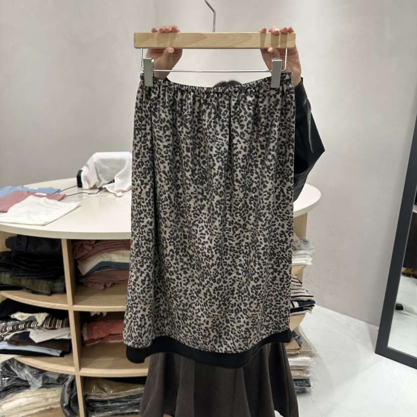 AURA韓國代購女士新品休閑時尚熱賣真品半身裙中短裙豹紋Au ra半身裙/中短裙