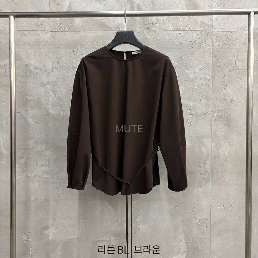 MUTE-P東大門代購女裝新款休閑時尚推薦襯衫蕾絲衫含腰繩MUTE襯衫/蕾絲衫