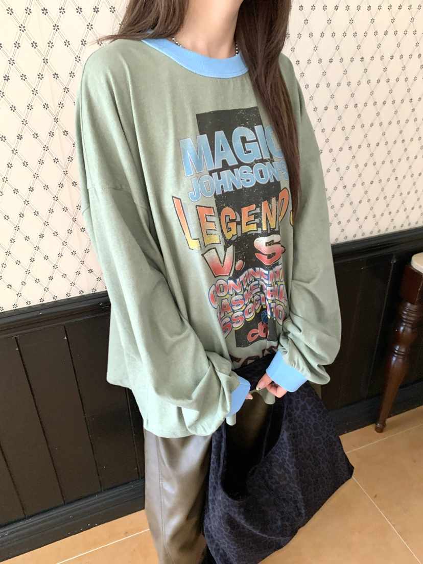 MAISONDEGLORY韓國直郵女士新品推薦熱賣休閑長袖T恤復古MAISONDEGLORY長袖T恤
