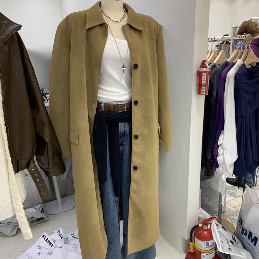 FLAUNT韓國直郵女裝新品時尚推薦熱賣人氣長款風衣含腰帶FLAUNT長款風衣