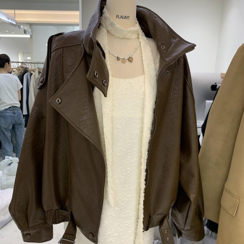 FLAUNT韓國代購女裝新品人氣熱賣推薦真品休閑時尚夾克皮革FLAUNT夾克