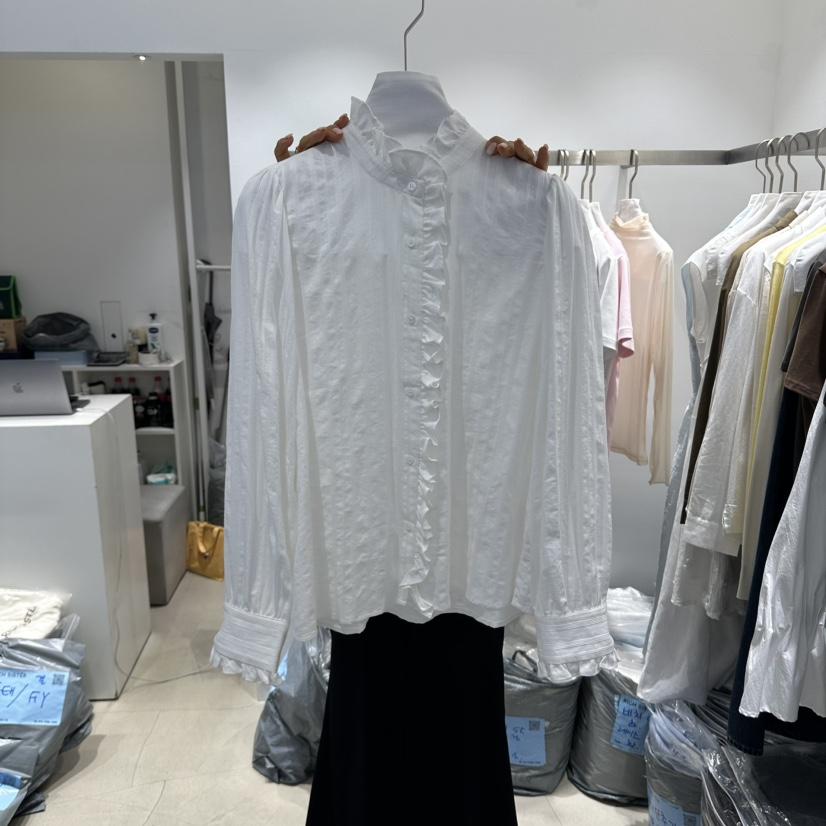 RICH SISTER韓國代購女士新款真品休閑人氣襯衫蕾絲衫褶皺RICH SISTER襯衫/蕾絲衫