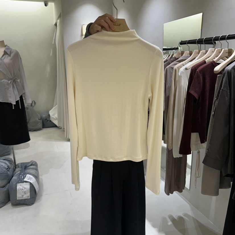 MILLIF東大門實拍女士新品熱賣人氣時尚推薦真品長袖T恤褶皺MILLIF長袖T恤