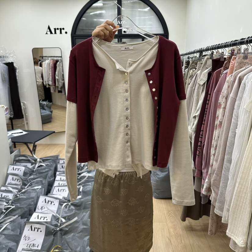 ARR韓國代購女士新品休閑時尚推薦真品熱賣開衫假兩件開衫ARR開衫