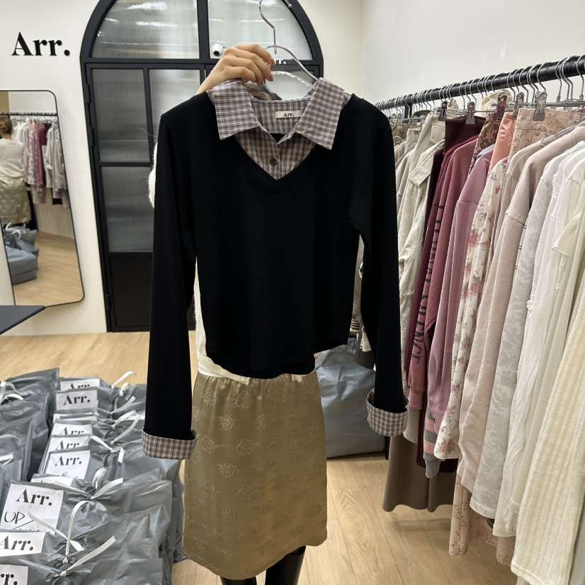 ARR韓國代購女士新品人氣真品休閑時尚熱賣推薦襯衫蕾絲衫ARR襯衫/蕾絲衫
