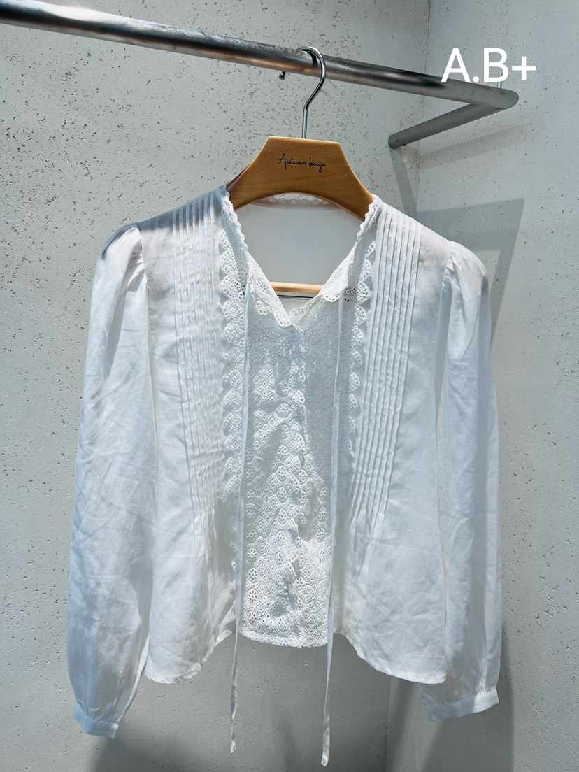 AUTUMN BEIGE韓國代購女士新品人氣真品休閑時尚襯衫蕾絲衫A.b+/AUTUMN BEIGE襯衫/蕾絲衫