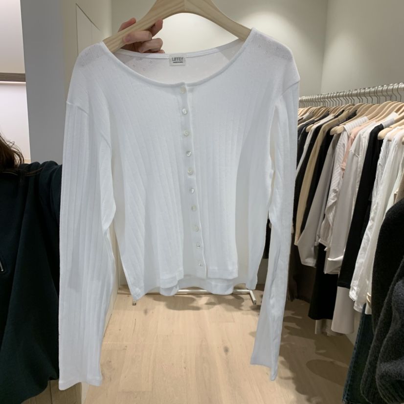 LIFFEY東大門代購女裝新品推薦休閑真品時尚人氣長袖T恤孔眼LIFFEY長袖T恤