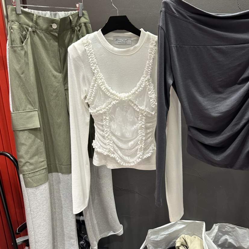 RARE CLOSET東大門代購女士新品真品熱賣人氣長袖T恤假兩件RARE CLOSET長袖T恤