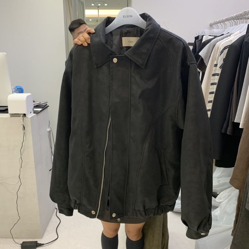 ELSON東大門實拍女裝新品休閑推薦真品夾克水洗皮革復古夾棉ELSON夾克
