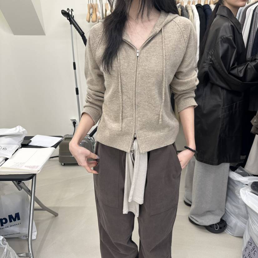 OREE東大門代購女士新品真品推薦人氣熱賣針織衫拉鏈連帽衫Oree針織衫