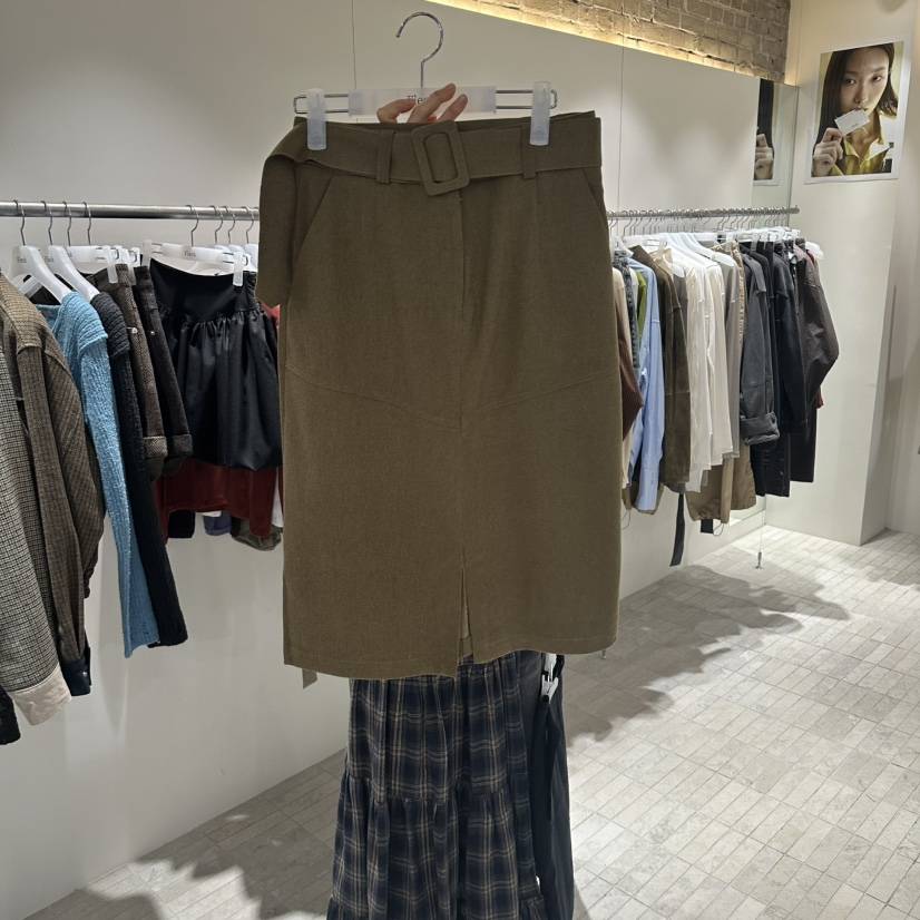 FLEEK韓國直郵女士新品人氣時尚推薦半身裙中短裙羊毛腰帶Fleek半身裙/中短裙