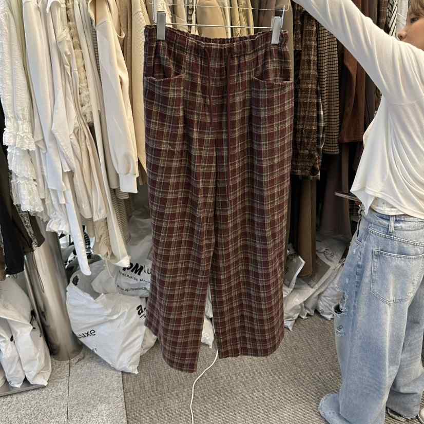VIRKIN東大門直郵女士新款人氣真品時尚休閑熱賣休閑褲格子VIRKIN休閑褲