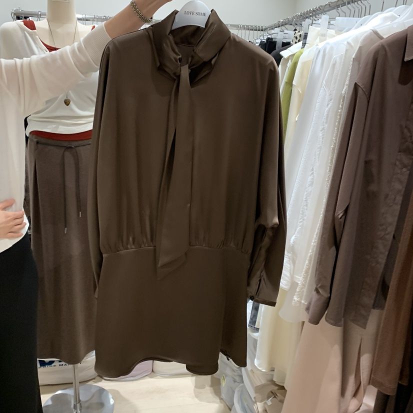 LOVE SOME東大門實拍女士新款真品熱賣休閑連衣裙系帶緞面LOVE SOME連衣裙