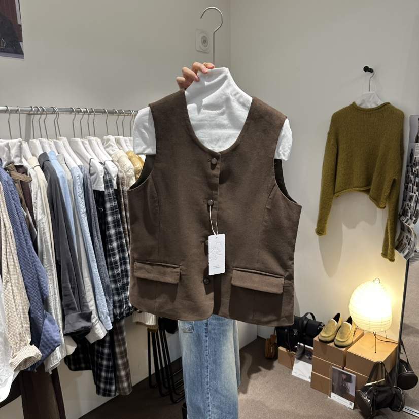 OVERTAKE東大門實拍女裝新品休閑人氣熱賣真品馬甲燈芯絨OVERTAKE馬甲