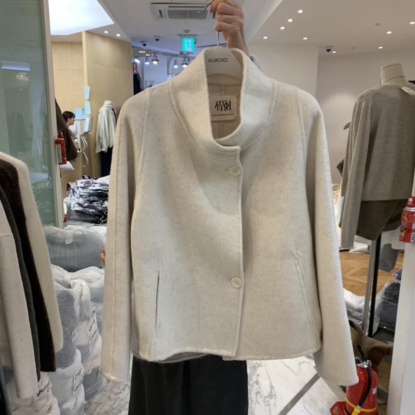 ALMOND東大門代購女裝新品真品時尚休閑熱賣短款大衣手工ALMOND短款大衣