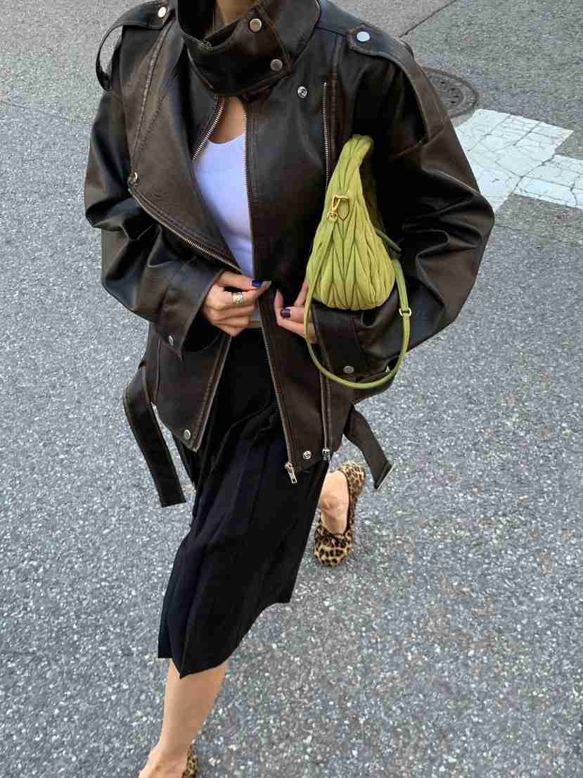 REVE CITE-L東大門代購女裝新品人氣時尚熱賣休閑皮衣水洗REVE CITE-L皮衣