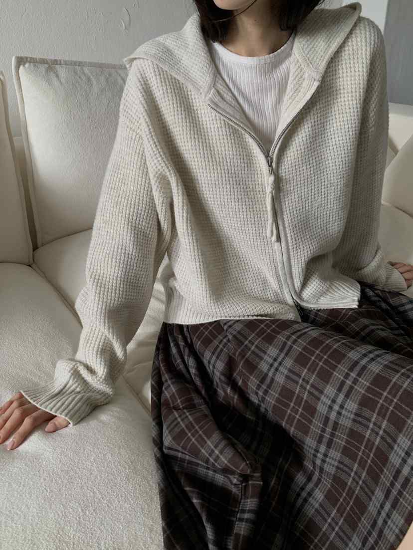 ATHEA韓國直郵女士新款休閑真品夾克不含內搭華夫格羊毛拉鏈ATHEA夾克
