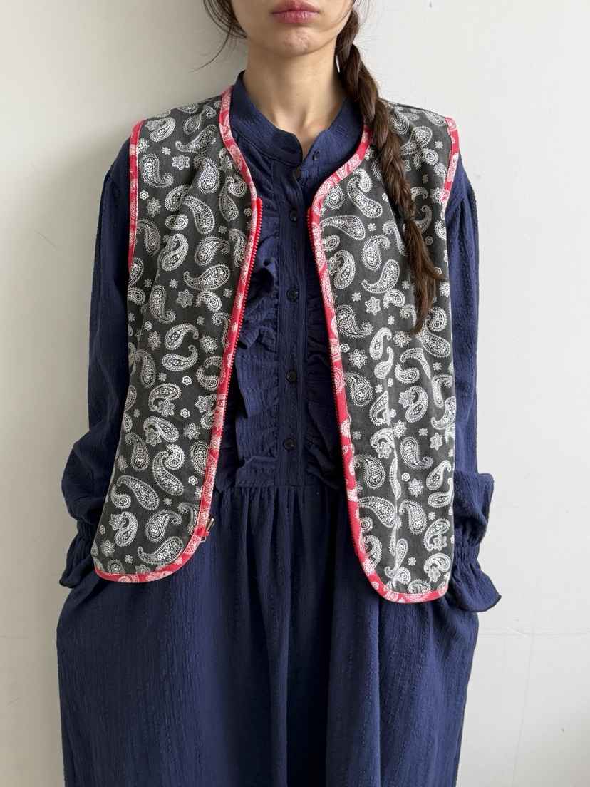 MAISONDEGLORY韓國代購女裝新品休閑時尚真品馬甲花紋雙面Maison de glory馬甲