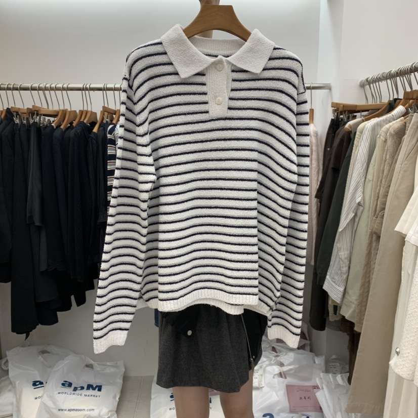 DRESS ROOM東大門實拍女裝新品時尚人氣休閑真品衛衣條紋DRESS ROOM衛衣