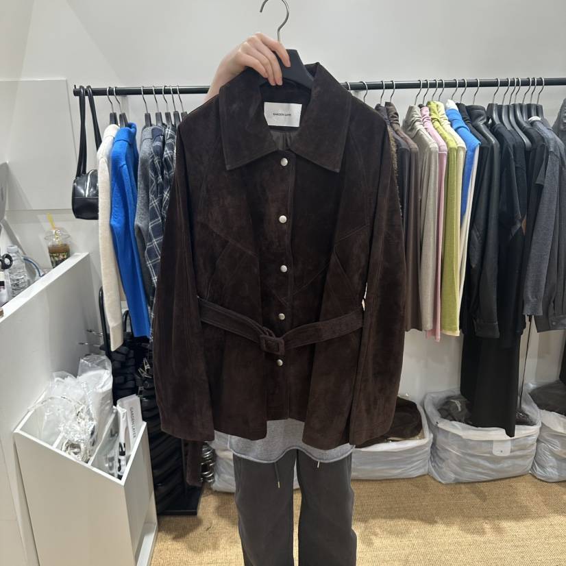 GARDEN LAYER東大門代購女士新品熱賣真品夾克含腰帶真麂皮GARDEN LAYER夾克