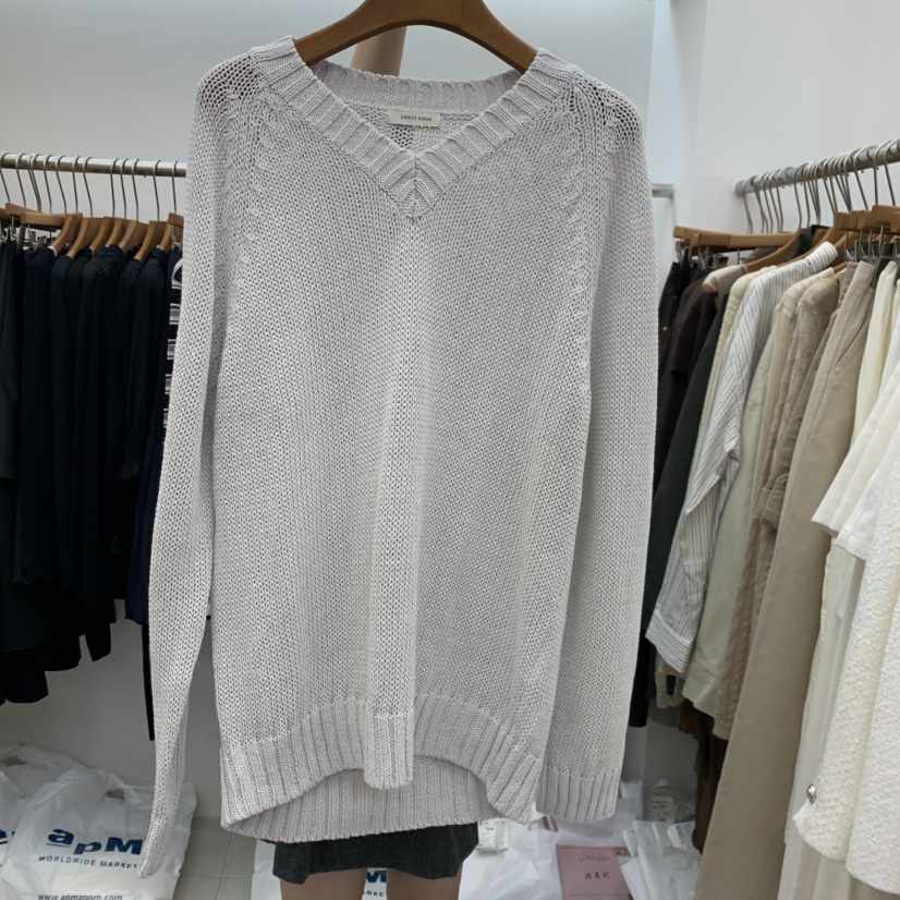 DRESS ROOM韓國代購女裝新款推薦真品人氣休閑針織衫V領DRESS ROOM針織衫