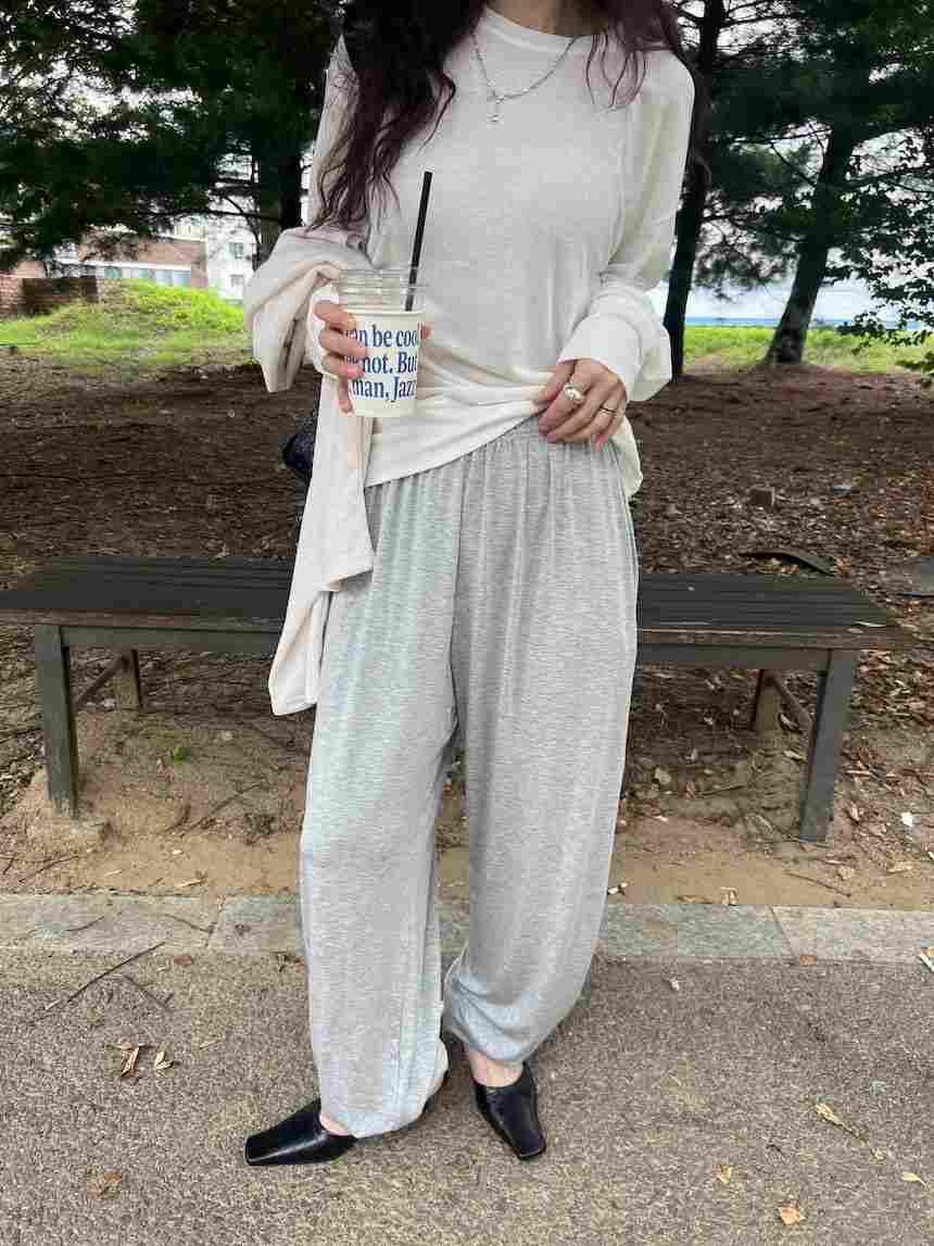 PLANTS ON GRAY東大門實拍女士新品人氣時尚休閑褲寬松PLANTS ON GRAY休閑褲