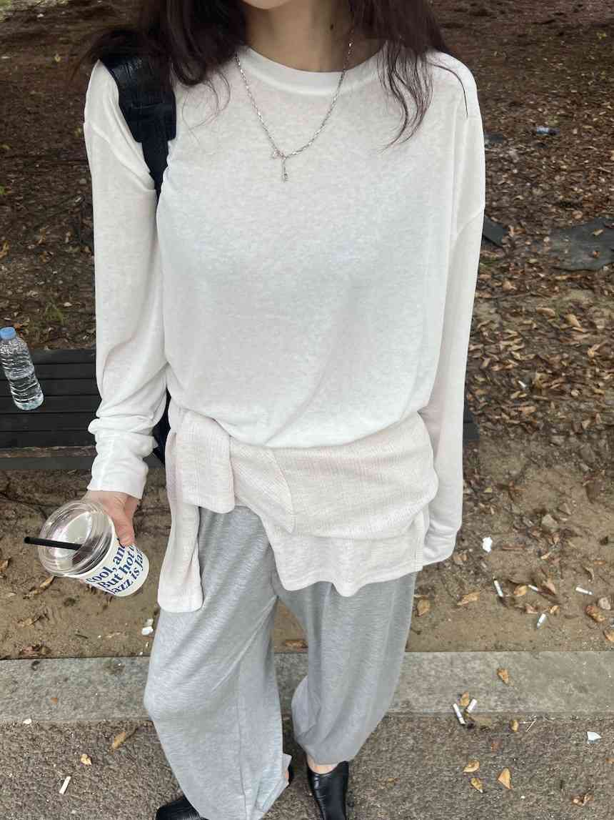 PLANTS ON GRAY韓國代購女裝新品人氣時尚推薦休閑長袖T恤PLANTS ON GRAY長袖T恤