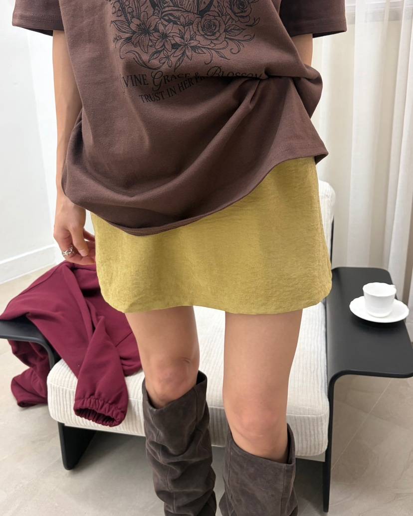 AT THE TOP韓國代購女裝新款休閑人氣推薦短裙皮裙麂皮AT THE TOP短裙