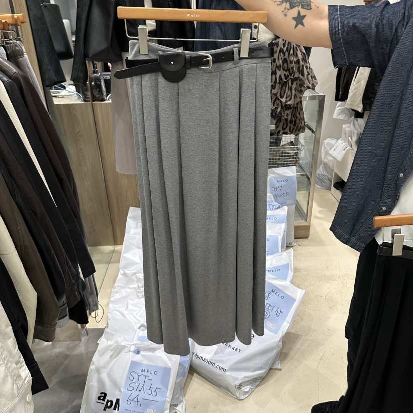 MELO韓國直郵女裝新品時尚真品休閑推薦熱賣長裙含腰帶系帶MELO長裙