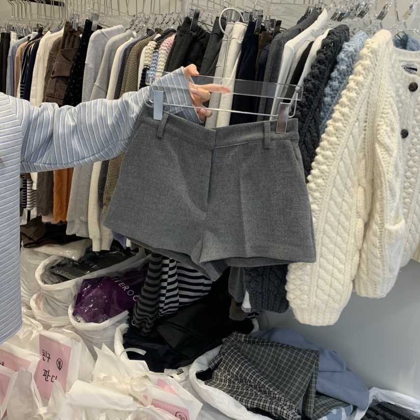 RIVEROOM東大門代購女裝新品人氣真品熱賣時尚休閑短褲羊毛RIVEROOM短褲