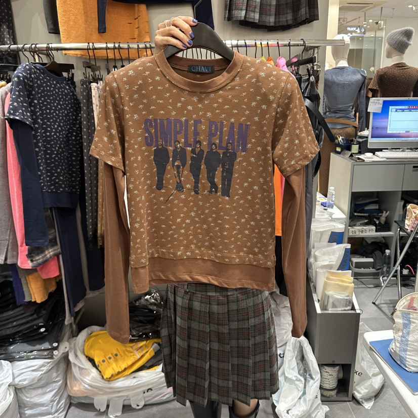 CHAVI東大門直郵女裝新品真品時尚休閑推薦長袖T恤不含腰帶CHAVI長袖T恤