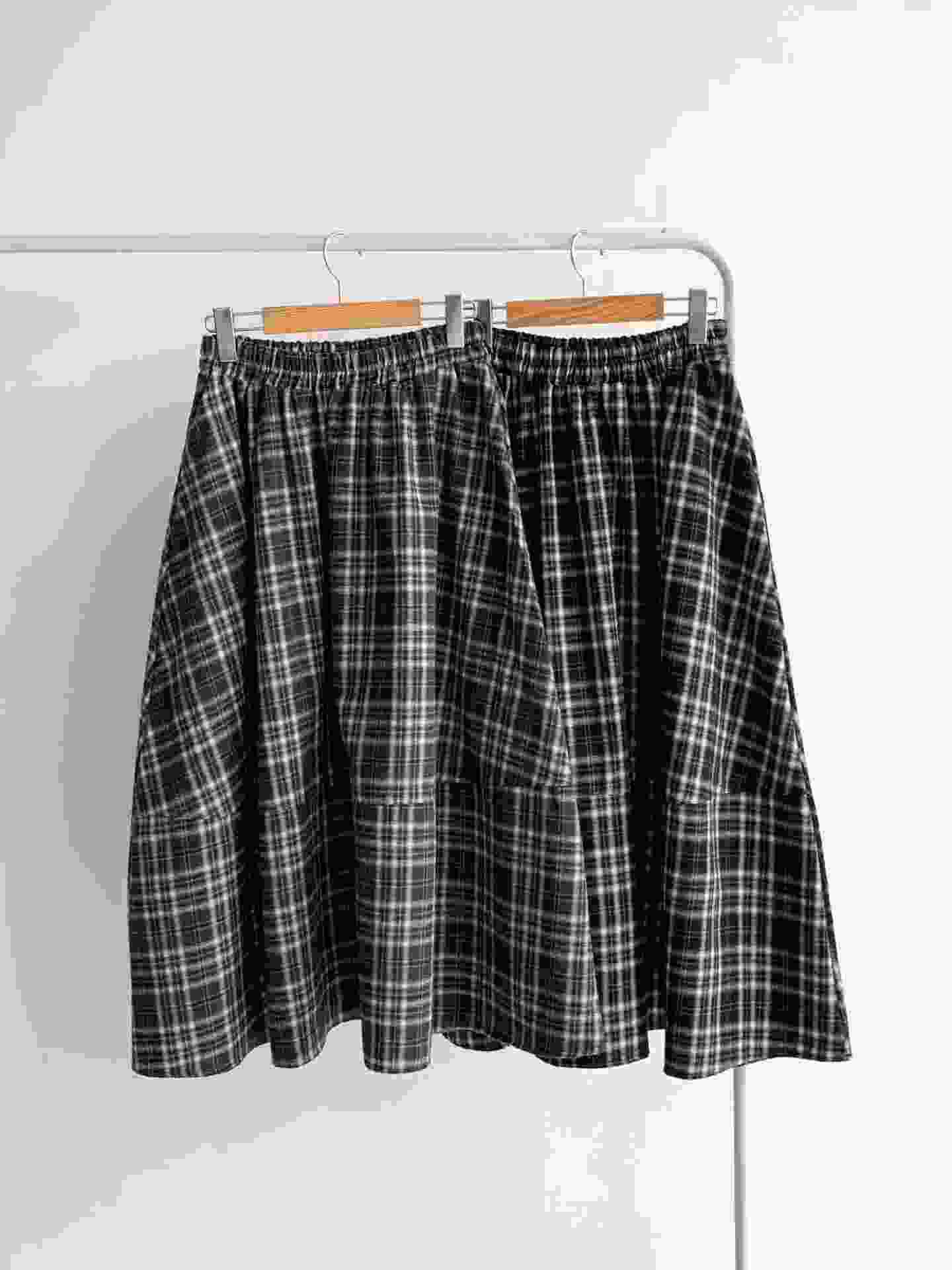 BRAND MARKET-브랜드마켓-T韓國代購女士新品休閑長裙格子燈籠BRAND MARKET-2件起長裙