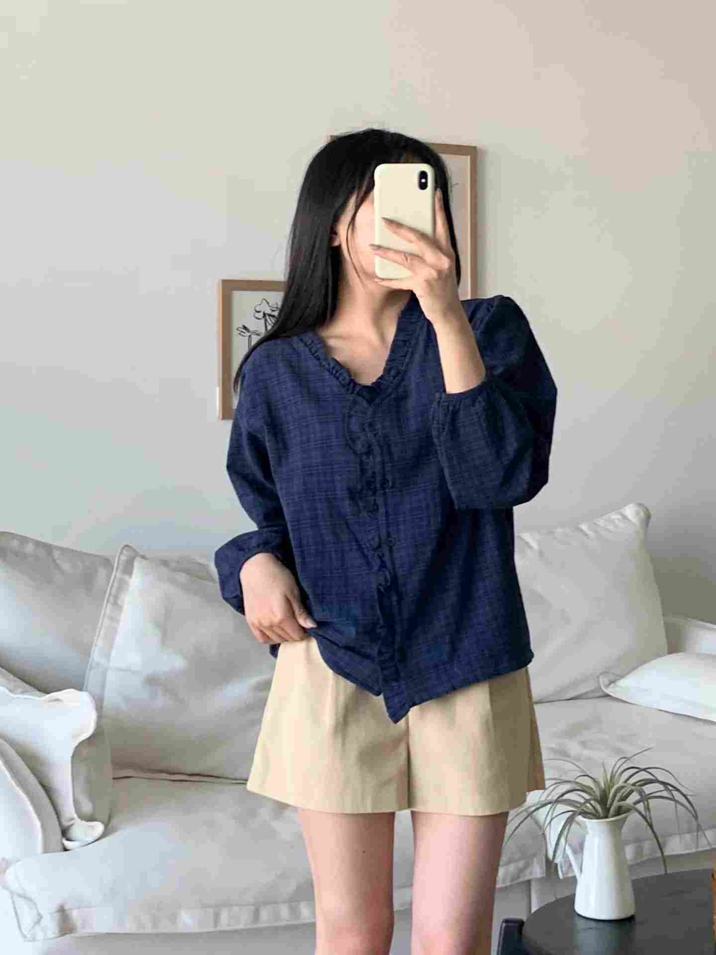 BRAND MARKET-브랜드마켓-T東大門實拍女士新款推薦襯衫蕾絲衫復古格子BRAND MARKET-2件起襯衫/蕾絲衫