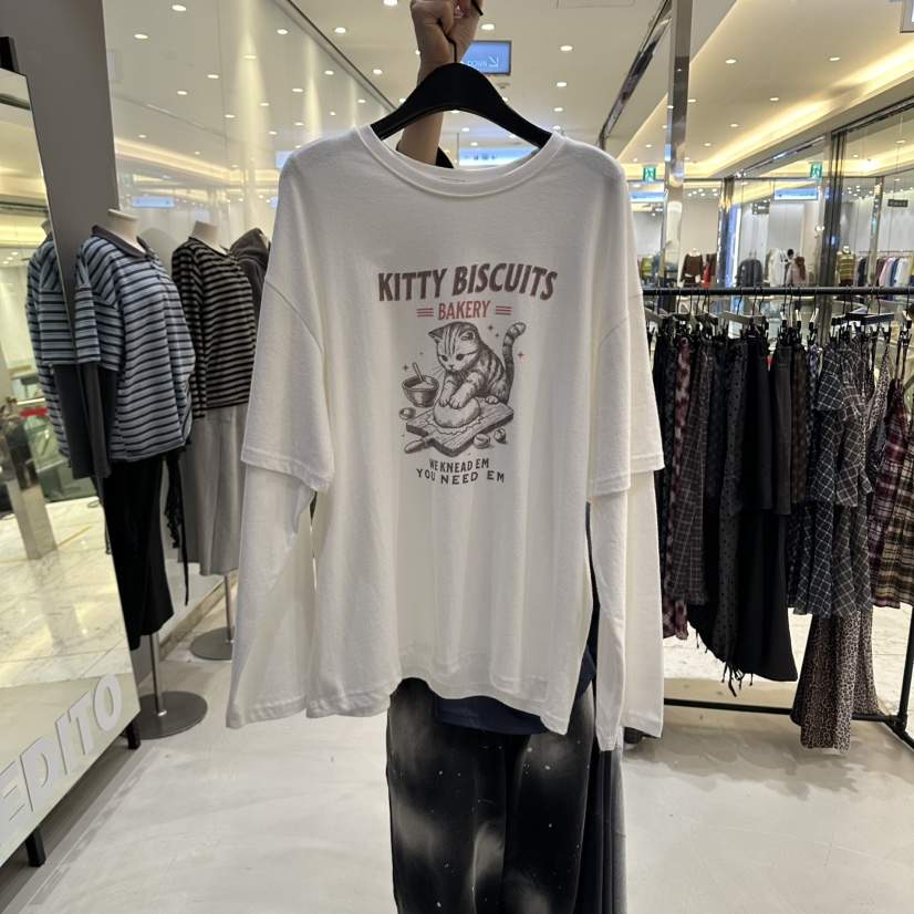 CREDITO韓國代購女裝新款真品休閑時尚人氣推薦熱賣長袖T恤CREDITO長袖T恤