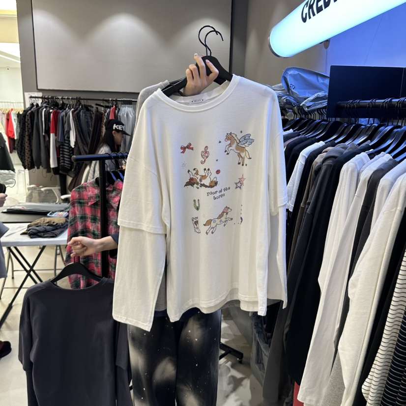CREDITO韓國代購女士新品熱賣真品休閑時尚職業人氣長袖T恤CREDITO長袖T恤