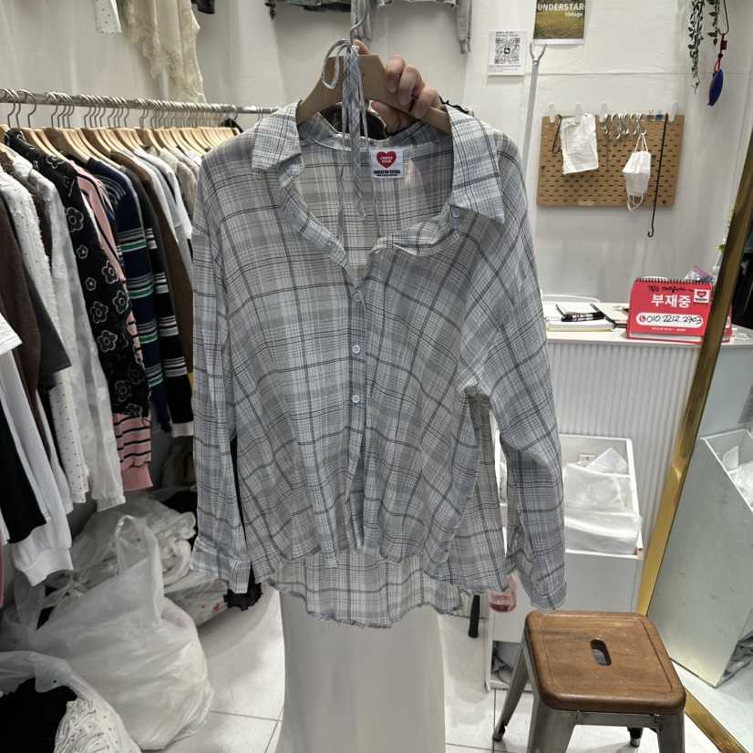 UNDERSTAR_VINTAGE韓國直郵女裝新款推薦襯衫蕾絲衫格紋露背UNDERSTAR_VINTAGE襯衫/蕾絲衫