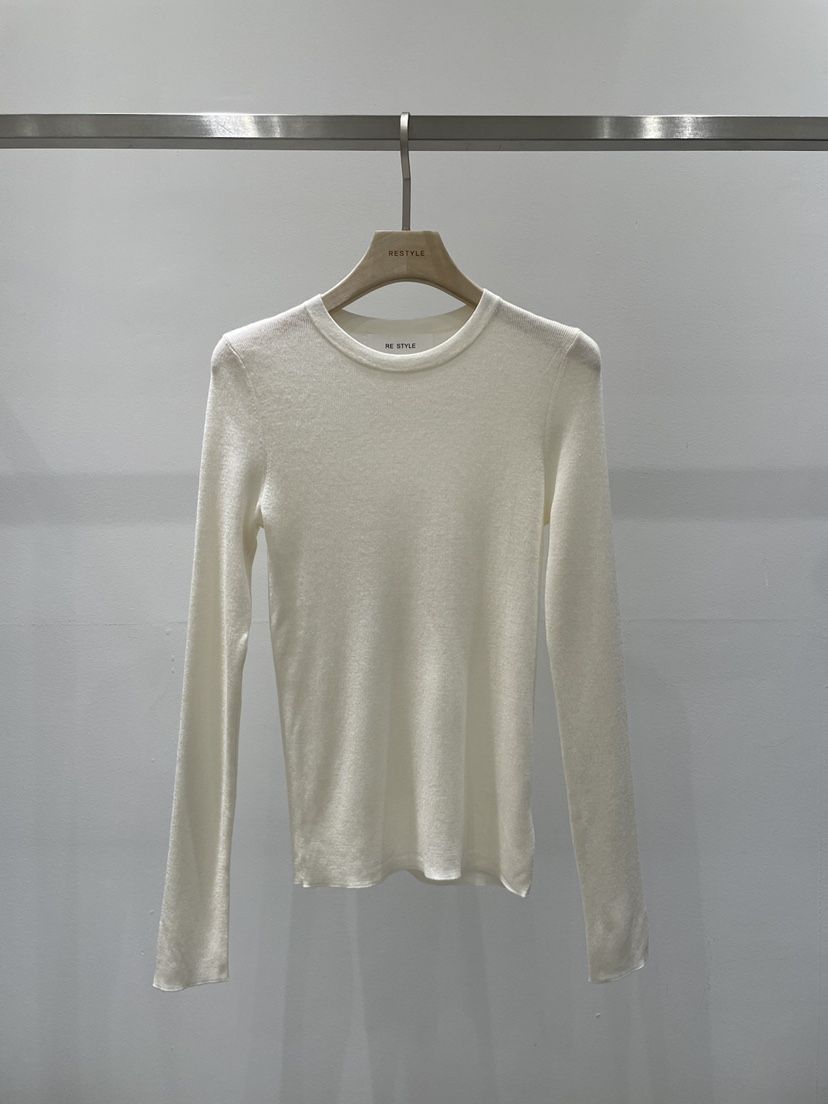RE STYLE-Q東大門直郵女裝新品休閑推薦真品長袖T恤羅紋RE STYLE長袖T恤