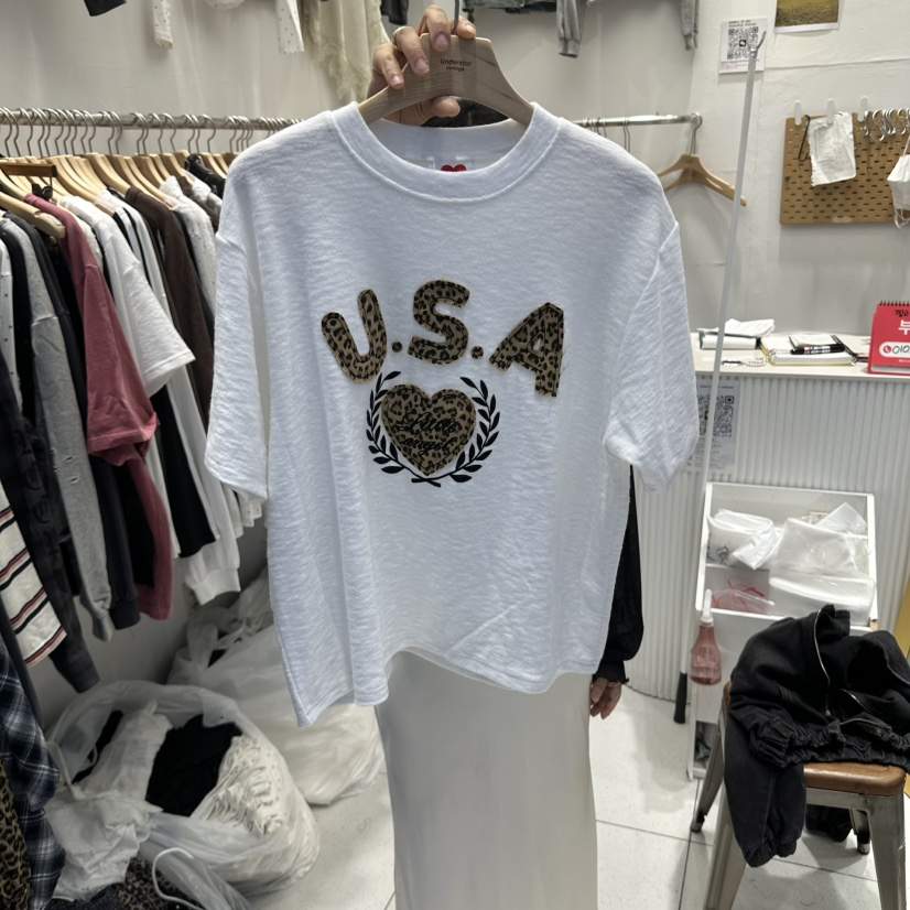 UNDERSTAR_VINTAGE韓國直郵女裝新品時尚休閑T恤抓絨豹紋UNDERSTAR_VINTAGET恤