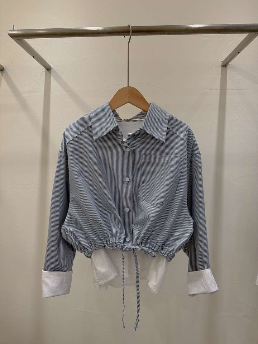 SERIN韓國代購女裝新品推薦熱賣真品休閑時尚襯衫蕾絲衫雙層SERIN襯衫/蕾絲衫