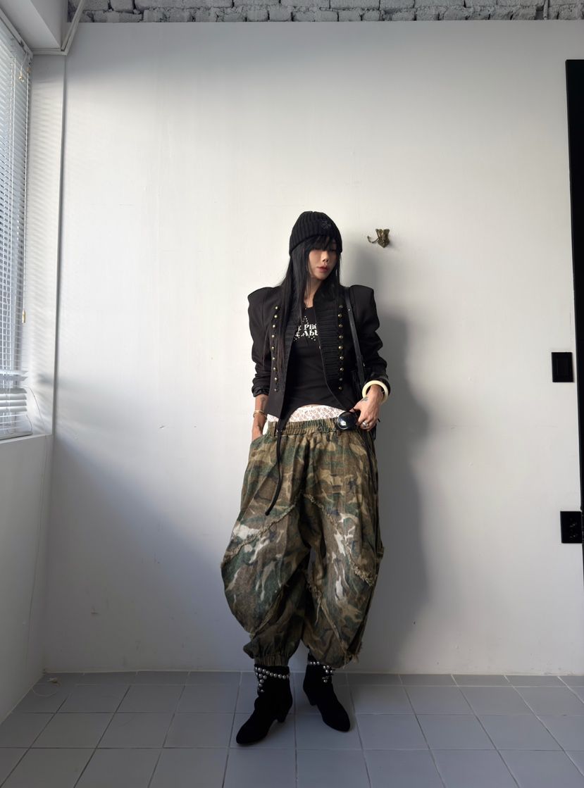 ABBEYLEE東大門直郵女士新品時尚推薦熱賣休閑褲水洗迷彩ABBEYLEE休閑褲