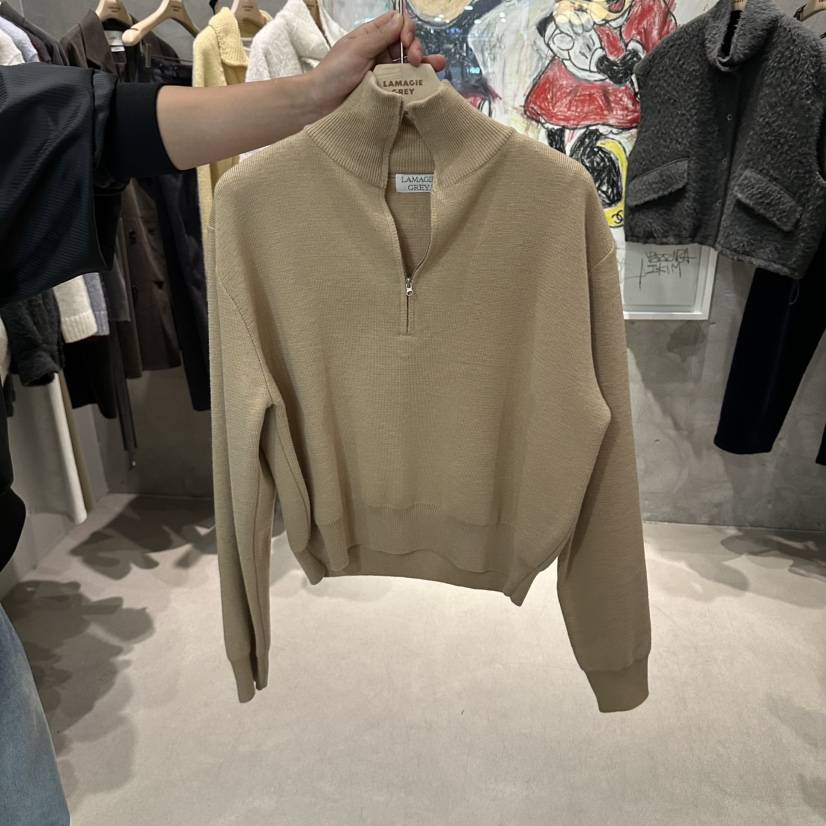 LAMAGIEPIE/LAMAGIE GREY韓國直郵女士新品休閑毛衣半拉鏈LAMAGIEPIE/LAMAGIE GREY毛衣
