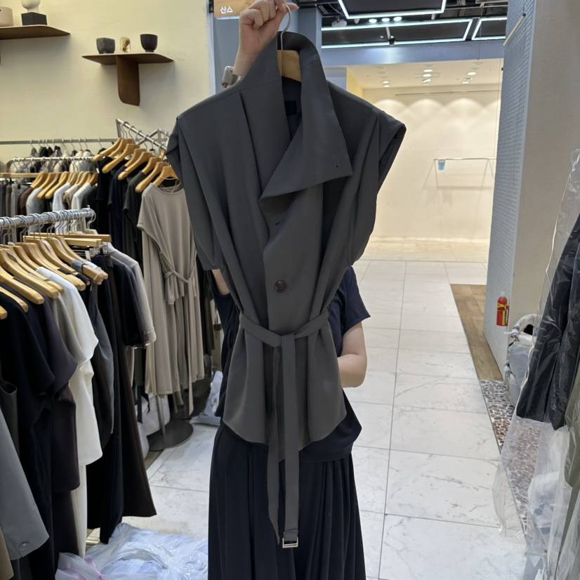 SANS東大門代購女裝新品熱賣時尚休閑職業真品馬甲含腰帶SANS馬甲