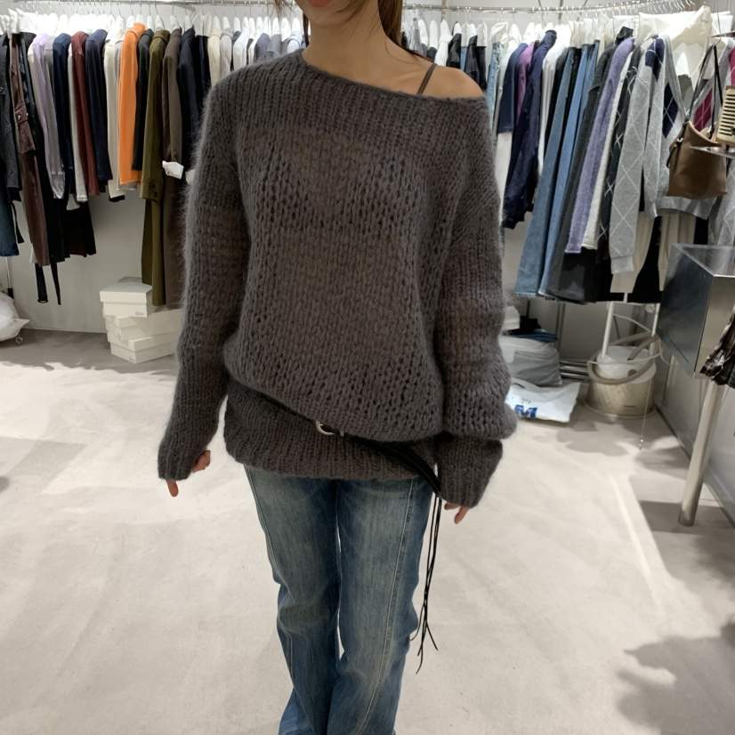 TEMPTING東大門實拍女士新品時尚真品針織衫不含腰帶網眼TEMPTING針織衫