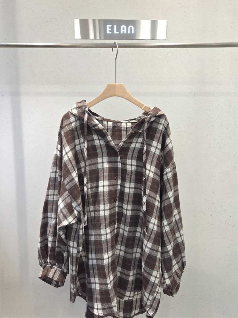ELAN韓國直郵女裝新品休閑真品推薦熱賣時尚襯衫蕾絲衫格子ELAN襯衫/蕾絲衫